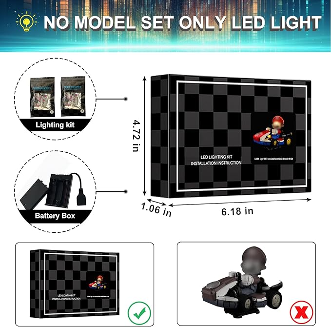 LED Light Kit for Lego-72037 Mario-Kart Set,Compatible with Lego 72037 Building Blocks Model(Not Include Blocks Set)