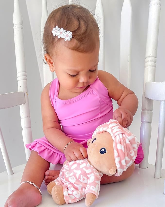 LeyaDoll Soft Baby Doll Toys (9''''), My First Baby Rag Doll for 1 Year-Old Girl Birthday Gift,Christmas Plush Toys Gift for Toddler Kids Infants-Pudding Baby Girl-Tanned