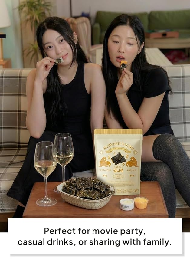Korean Food Seaweed Nachos, Sweet Corn Flavor, Low-Sugar, Crispy Snack, 40g | Light and crispy seaweed snack with sweet corn flavor and a satisfying crunch