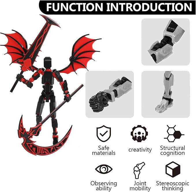 T13 Action Figure Set & Titan 13 Toys 5 Pack（3d Printed Action Figures Assembly Completed）（Multi-Jointed Movable）（Angel Designs Includes Various Accessories）Dummy 13 T 13 Figures Desk Decoration 5.5in