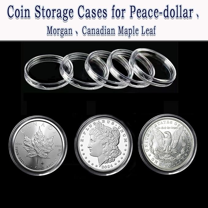MUDOR Silver Dollar Coin Holders for Morgan, Peace, 100 Pack Coin Storage Cases for Collectors, Plastic Coin Collection Protectors Capsules