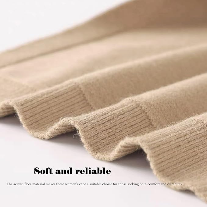 huablo Women's Fashion Knitted Shawl - Khaki Sweater Shawl for Air-Conditioned Rooms
