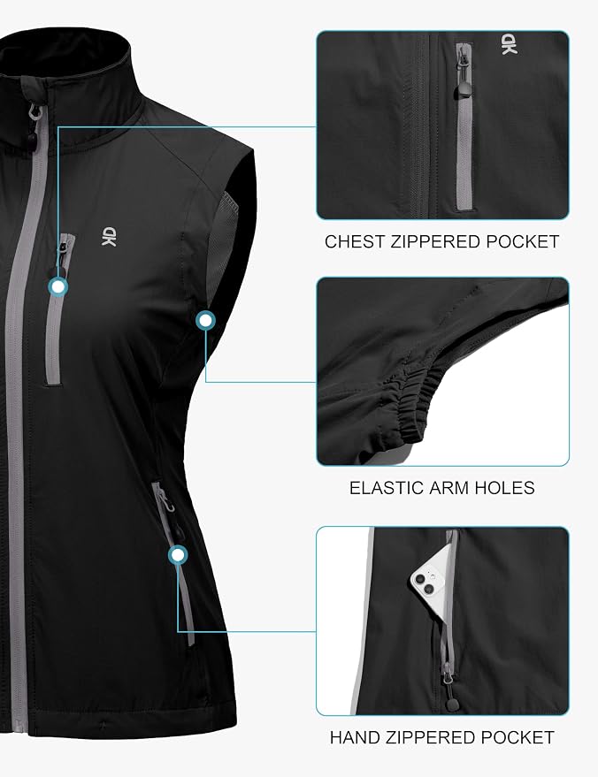Little Donkey Andy Women's Lightweight Quick Dry Vest Windproof Summer Vest | Stretch Quick Dry Material, Windproof Breathable Vest, Cooling Effect Summer Outerwear, Running Cycling Golf Tennis Hiking