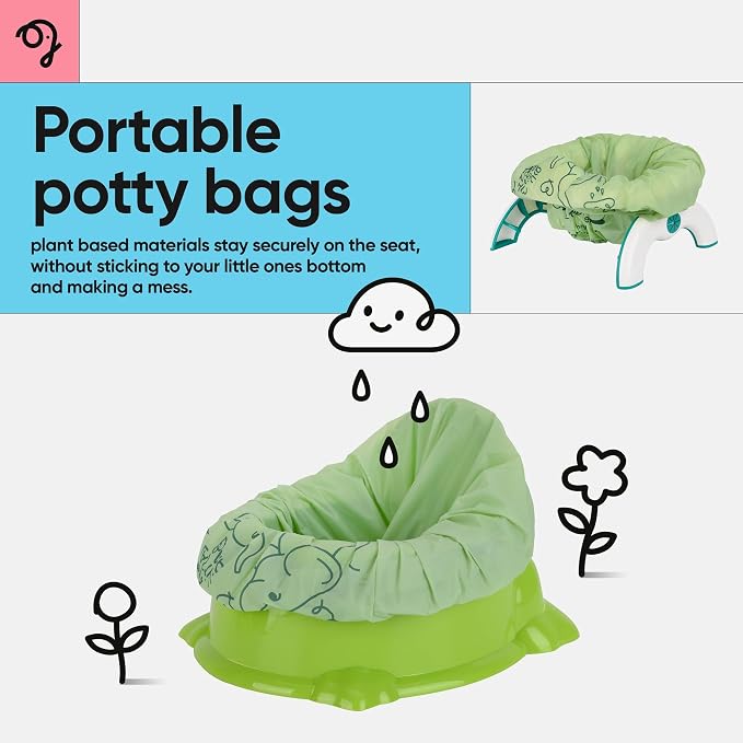 Green Elephant Travel Potty Bags-Potty Liners for Portable Potty,Bags for Portable Toilet,Liners Disposable Kids,Potty Training Liners Disposable