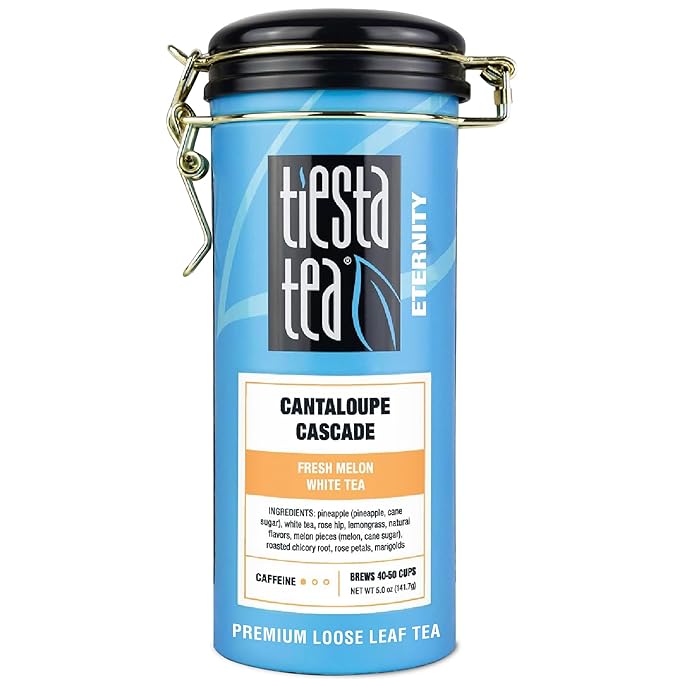 Tiesta Tea - Cantaloupe Cascade Tea, Loose Leaf, Fresh Melon White Tea, Premium Low Caffeine Tea Blend, Make Hot or Iced & Up to 50 Cups, 5 oz Refillable Tin