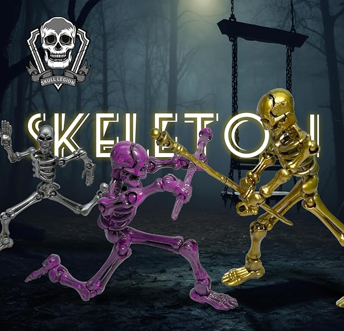 6 Pack T13 Action Figures Set—Halloween Skeleton Action Figure Titan 13/Dummy 13/Lucky 13, DIY Multi-Jointed Movable Mini Skeleton Toy Halloween Miniatures Gift Decor