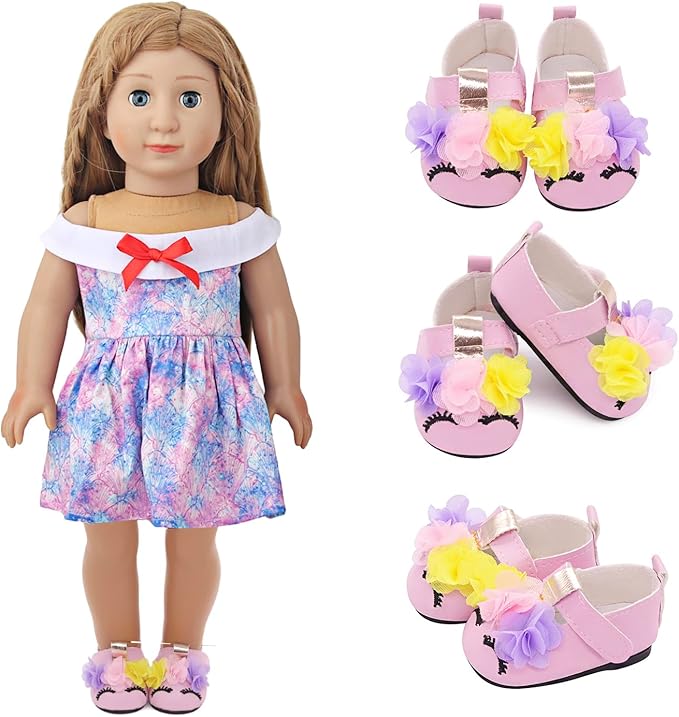 20 Pcs 18 inch Doll Accessories , 5 Pairs of Doll Shoes, 4 Pairs of Doll Socks, 1Pc Toy Sunglasses,1Pcs Necklace, Good Gift Holiday Best Gift Present for Girls, Kid