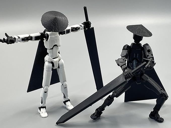 Titan 13 Action Figure Set (Assembly Completed), 3D Printed Multi-Jointed Movable T13 Lucky13 Dummy Mobile Robot, Nova 13 Action Figures Desktop Decorations for Game Lovers Toy (White/Black)