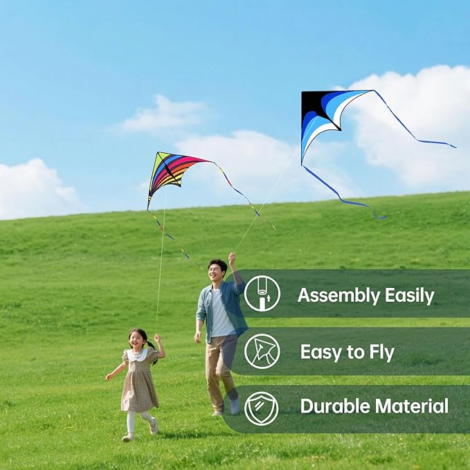 Kites for Kids and Adults, Easy to Fly for Beach, Single Line Kite Set for Beginners