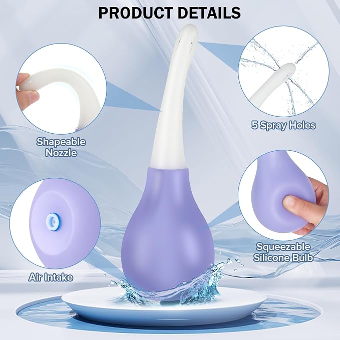 Enema Bulb Kit with Lube Anti Backflow Anal Douche Superior Material Enema for Men&Women