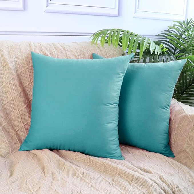 4-Pack 100% Cotton Comfortable Solid Decorative Throw Pillow Case,Thmyo Square Cushion Cover Pillowcase Sublimation Blank Pillow Covers DIY Throw Pillowcase for Sofa Bedroom(22x22 inch/ 55x55cm,Green)