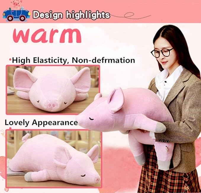 Stuffed Plush Pig Animal Toys 20 Inches Pink Piggy Animal Stuffed Plushies Super Soft Cute Cuddly Pillow Cushion Stuff Dolls Gifts for Children Kids Boys Girls Room Decor Bed Nursery, 20Inches