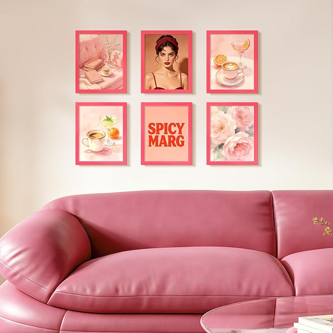upsimples 8x10 Picture Frame, Display Pictures 5x7 with Mat or 8 x 10 Without Mat, Wall Hanging Photo Frame, Hot Pink, 1 Pack