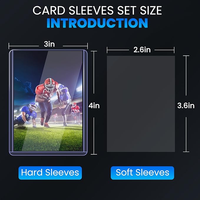1200 Card Sleeves Top Loaders for Cards, 3" x 4" Hard Plastic Toploaders, Baseball Card Protectors, Trading Card Holder for Football Sports Cards (600 Toploaders + 600 Penny Sleeves)