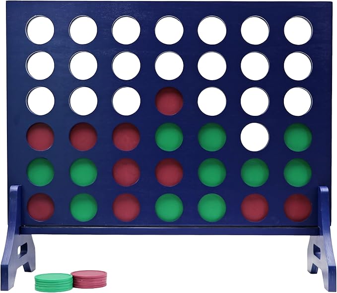 Tailgating Pros Premium Navy Giant Four in a Row with Carrying Case - Jumbo Oversized Outdoor Yard Game - Connect Multiple Pucks in a Row to Win - Many Puck Colors Available!