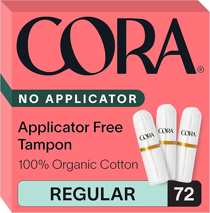 Cora Organic Cotton Non-Applicator Tampons (72 Regular Non-Applicator Tampons)