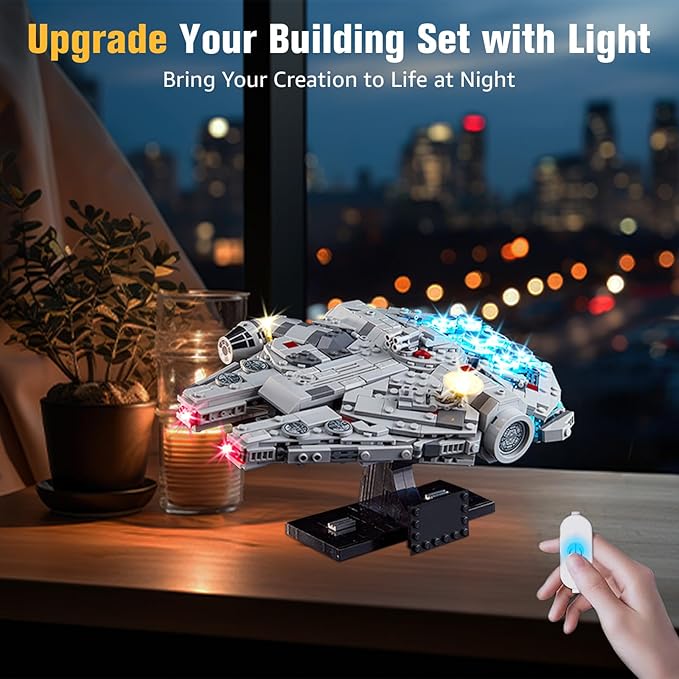 BrickSoul Upgrade Light Kit for Lego Millennium Falcon A New Hope 25th Anniversary 75375 Building Set | with ON/Off & Dimmer Switch & Hidden Cable Tech (75375 Set NOT Included)