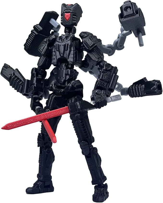 Assembly Completed T13 Action Figure,3D Printed Multi-Jointed Movable, Nova 13 Action Figures Desktop Decorations for Game Lovers Toy (Black)
