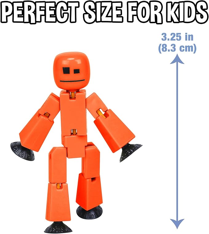 Zing StikBot Single Pack - Includes 1 StikBot - Collectible Action Figures and Accessories, Stop Motion Animation, Ages 4 and Up (Red Orange)