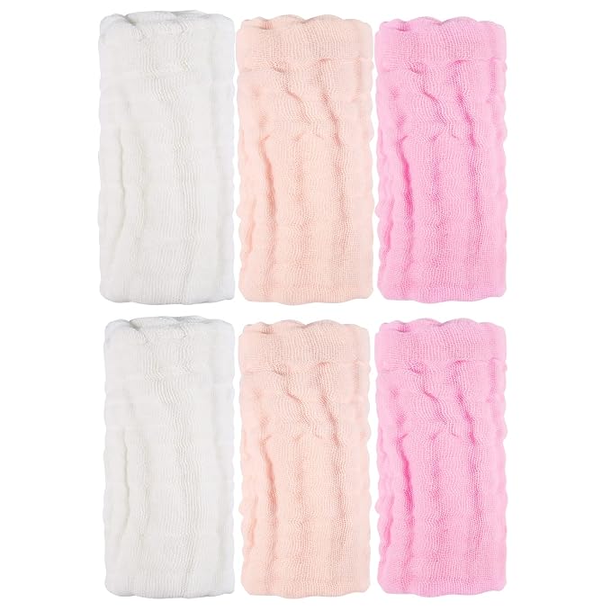 MUKIN Baby Washcloths and Burp Cloths, Soft Absorbent Towels for Newborns, 6 Pack, 12x12 Inches (Pink)