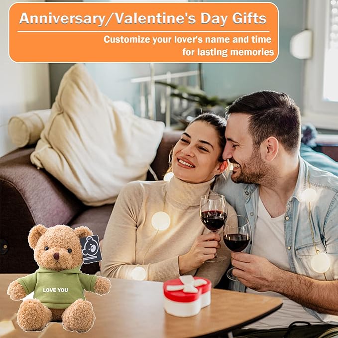 Personalized Teddy Bear with Text+Photo, Valentines Bear Stuffed Animal Plush Toys as Personalized Gifts for Women Men on Valentines' Day Birthday Anniversary Christmas Day（16 inch-Text+Photo