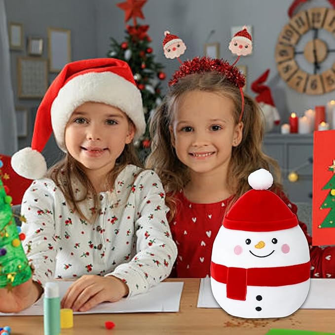 Snowman Plush Toy Snowman Stuffed Animal Cute Christmas Snowman Plushies Pillow Soft Plushie Doll Gifts for Kid Decor, Christmas Snowman Plush(11 Inch)