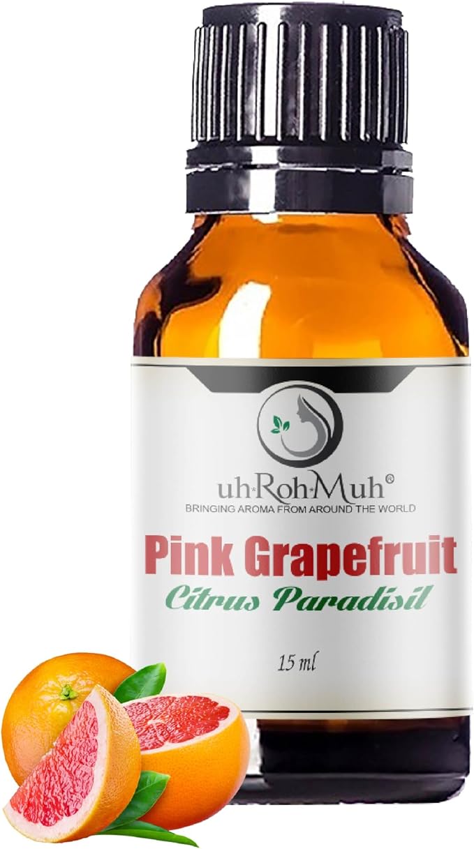 Pink Grapefruit Essential Oil Cold Pressed Citrus Paradisi Peel Oil Fresh Citrus Aroma Top Note Essential Oil for Aromatherapy Diffuser Skincare Haircare and Natural DIY Cosmetic Blends - 15 ml
