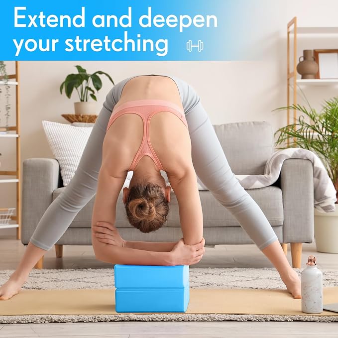 RoundFunny 4 Pack Yoga Blocks Non Slip Pilates Brick Foam Blocks Pilates Dance Gymnastics Workout Fitness Props Tool for Stretching Meditation and Exercise