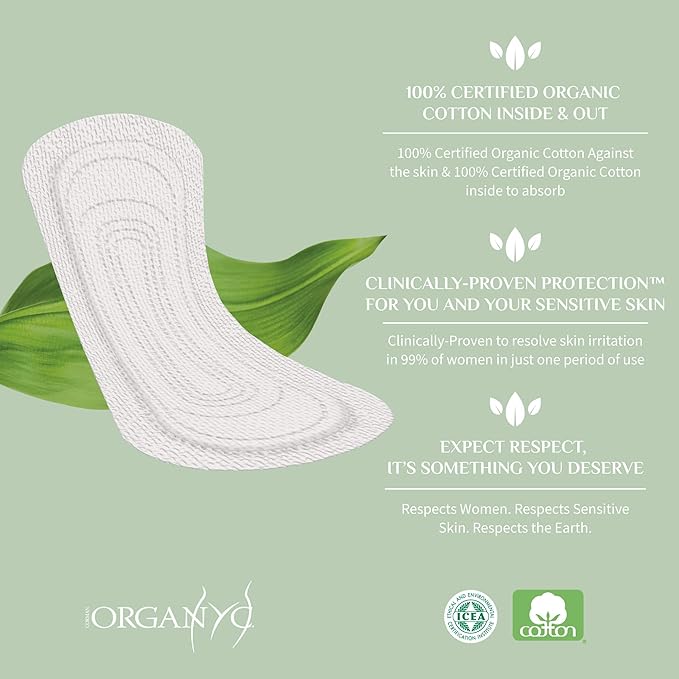 Organyc 100% Certified Organic Cotton Inside and Out Folded Panty Liner, Ultra Thin, Light Flow, 24 Count (Pack of 2)