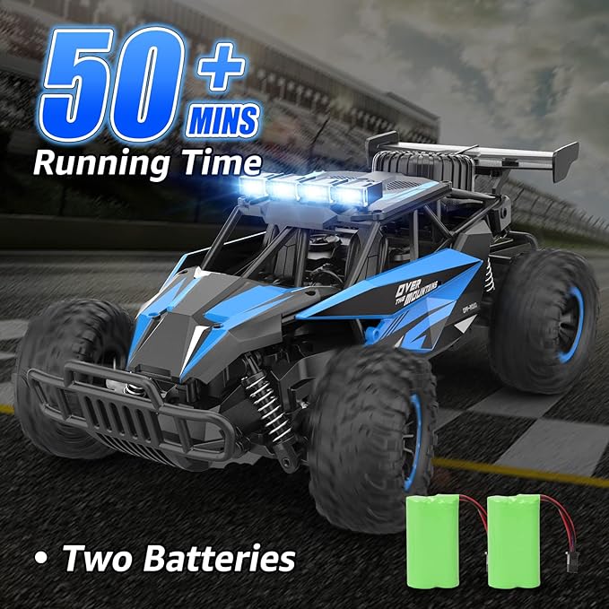 kolegend Remote Control Car, 2.4GZh High Speed 20km/h RC Monster Trucks 30+min with LED Headlight and Rechargeable Battery for Boys Girls Kids