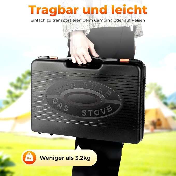 Butane Grill Stove, Portable Camping Grills Gas Stoves with Grills Tray & Carrying Case, Butane Camping Stove for Camping, Korean BBQ, Traveling, Trekking, Outdoor Cooking