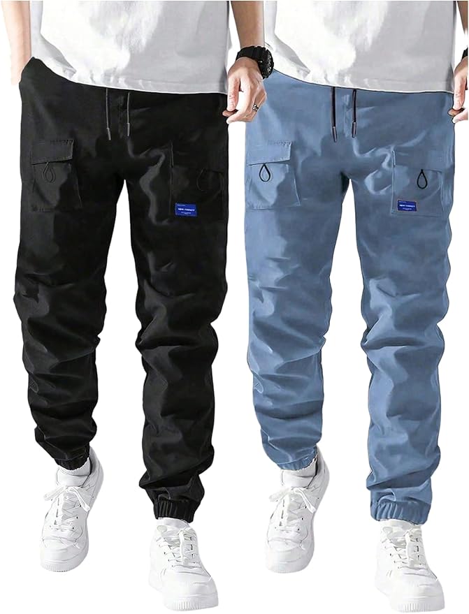 GORGLITTER Boy's Cargo Pants Casual 2 Piece Elastic Waist Hiking Going Out Khaki Pants Joggers with Pockets Clothes