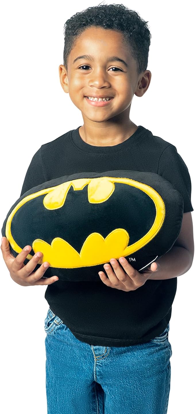 Northwest Batman Classic Logo Cloud Pillow 12" – Superhero Plush Stuffed Toy, Kids & Adults Room Decor, Gift for Batman Fans