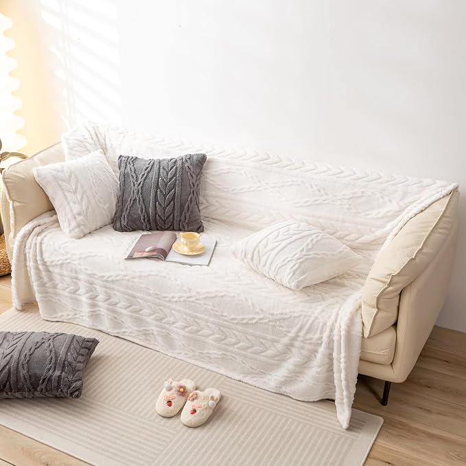 YUSOKI Sherpa Fleece Queen Size Blanket, Ivory, 90"x90" | 3D Stylish Design,320GSM, Non-Shedding, Lightweight for All Season Use, stays fluffy after repeated washes, Perfect Gifts
