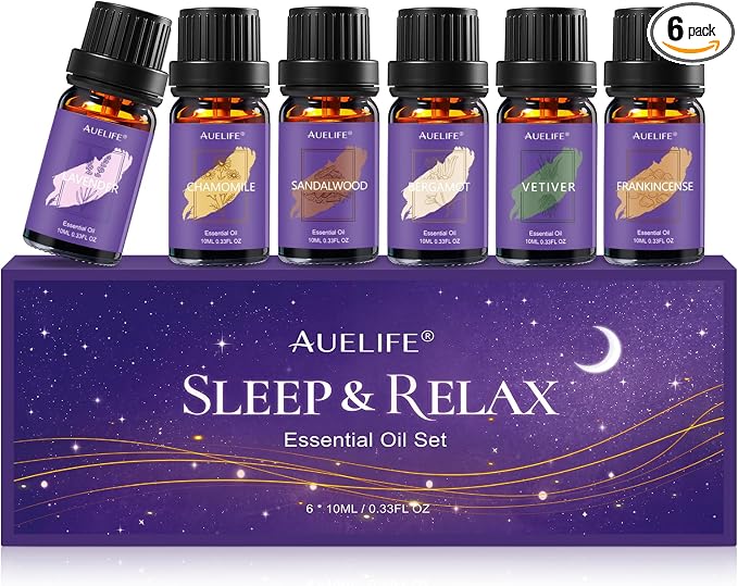 Essential Oils for Diffuser for Home, Sleep Essential Oil Set for Relaxation, Humidifiers, Candle & Soap Making, Relax Diffuser Oils Gift Set for Mom & Dad with Lavender, Sandalwood, Chamomile & More