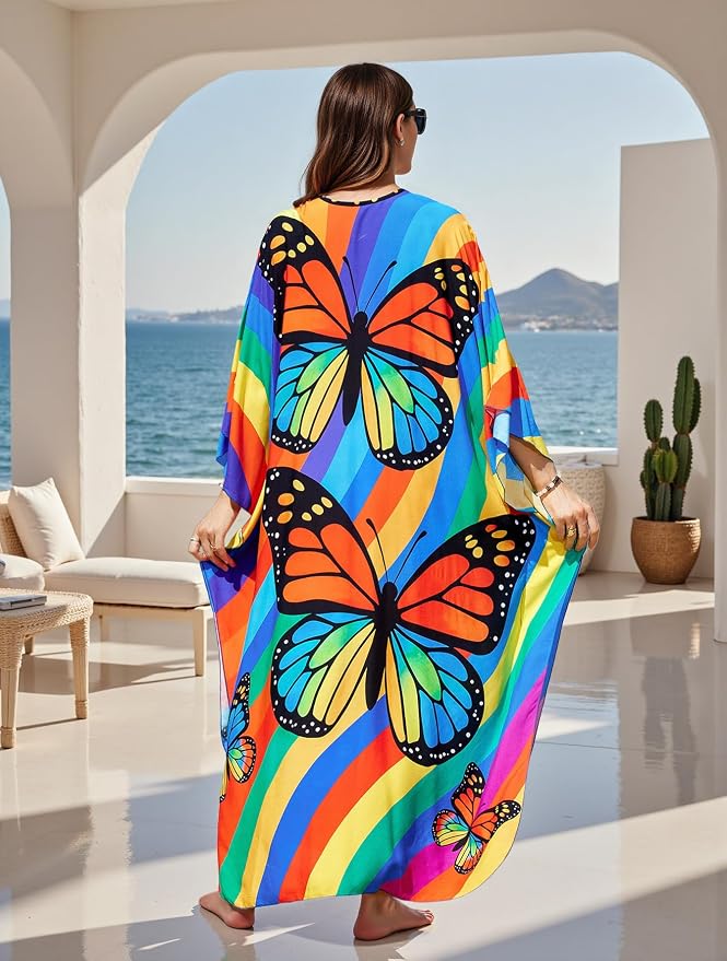 Mumu Dresses for Women Plus Size, Bohemian Kaftan Beach Cover Up Long Maxi Nightgown Soft Loungewear