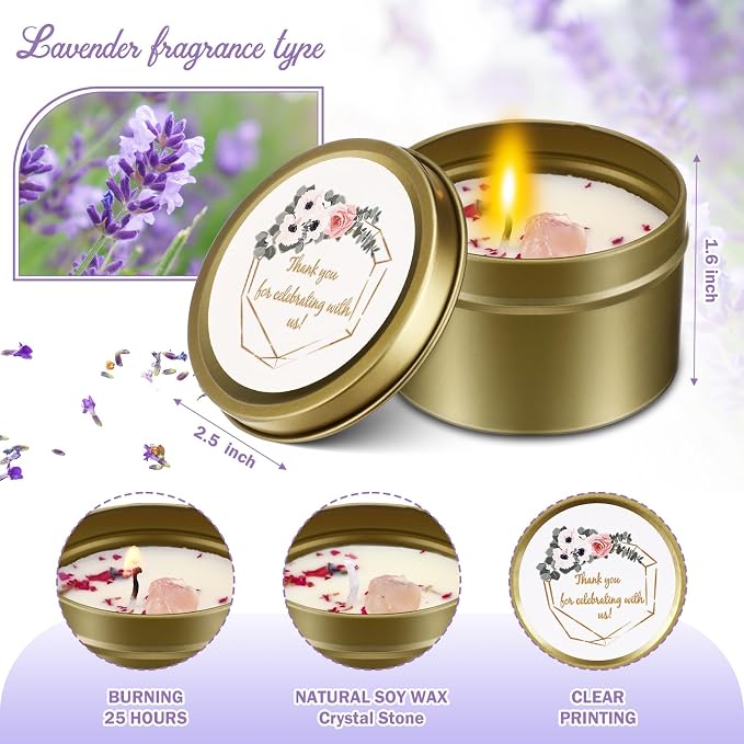Nuanchu 20 Pcs Wedding Candles Favors for Guests Bulk 3 oz Thank You Soy Wax Flower Scented Candles Jar for Birthday Wedding Bridal Baby Shower Party Gift