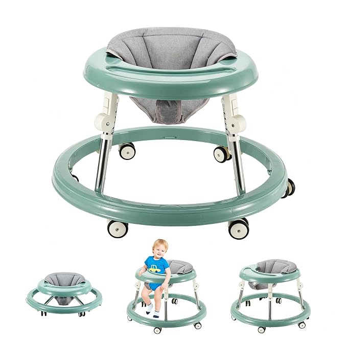 Folding Baby Walker,Height Adjustable Baby Walker for Babys 6-18 Months (Green)