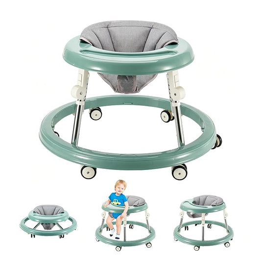 Folding Baby Walker,Height Adjustable Baby Walker for Babys 6-18 Months (Green)