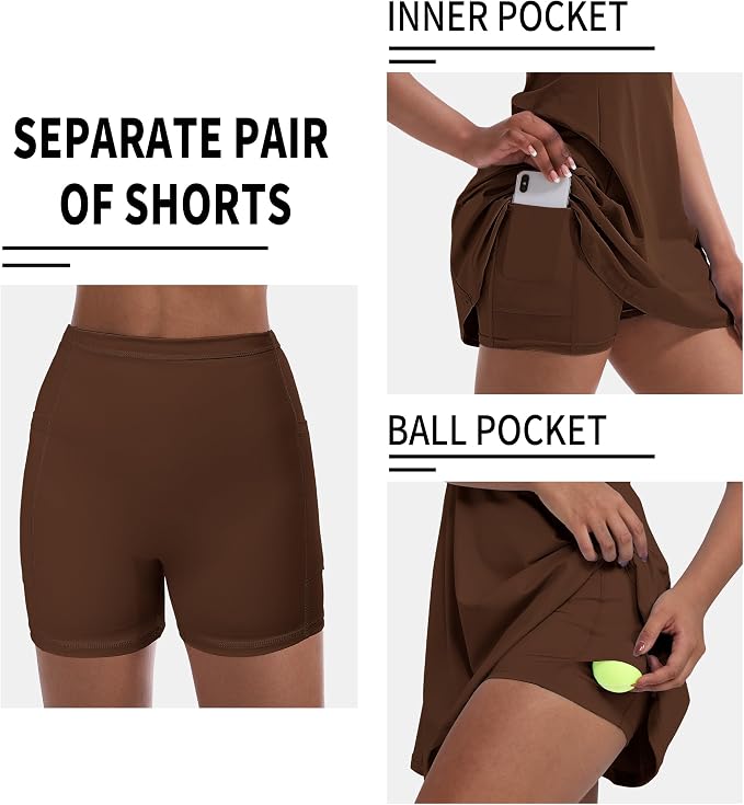 Tennis Dress for Women, Golf Dress with Shorts and Pockets Athletic Dress | Sleeveless Collared Half-Zipper Workout Sport Dress, Stretch Moisture Wicking Fabric, Tennis Golf Outfits