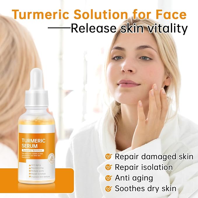 Turmeric Serum for Face, 30 ML/ 1 PCS Anti Aging Turmeric Facial Serum, Turmeric Oil, Moisturizes & Firms Skin, Reduces Wrinkles & Fine Lines, Skin Care Essence for Dryness, Hydrates Face