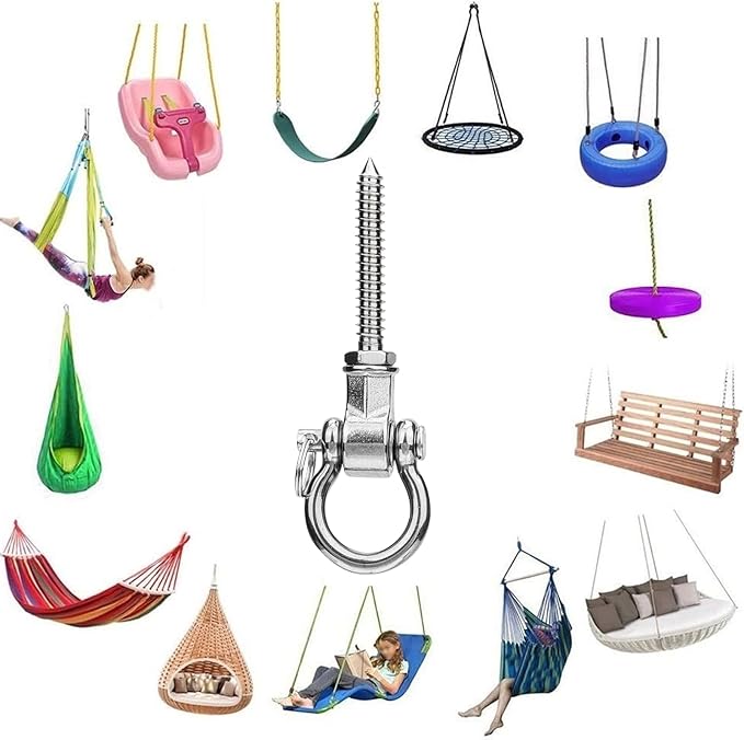 6 Heavy Duty Swing Hangers Permanent Anti Rust Bearing, 1500 LBS, 180° Swing Hardware, Swing Frame for Yoga Hammock Chair sandbag Playground Accessories