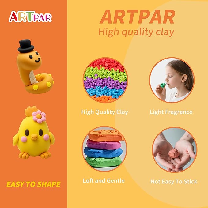 Air Dry Clay Kits for Kids-Modeling Magic Clay,12 Animals DIY Molding Clay Art Crafts Set,Ultra Light & Soft, Safe & Non-Stick with Sculpting Tools & Tutorials, Unique Gifts for Boys & Girls