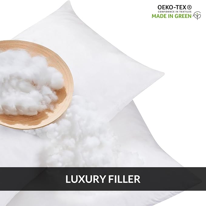 ROYALE LINENS 14 x 22 Pillow Insert - Down Alternative Throw Pillows Insert - Square Pillow Pack of 2 White - Bed & Couch Pillows - Inner Cushion for Bed, Cushion for Living Room - Shams Stuffer