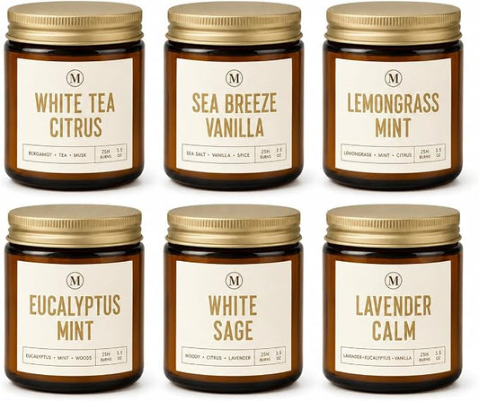 6 Pack Candles for Home Scented - 6 x 3.5oz Soy Wax Candles, 20-25 Hours Long Burn Time, Aromatherapy Candles Gifts Sets for Women Birthday