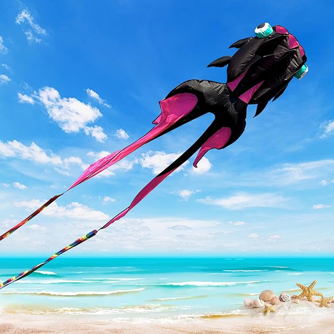 43ft Large Kites for Adults,3D Goldfish Frameless Soft Umbrella Giant Flying Kites,Easy to Fly with 330Ft Kite String in Beach and Amusement Parks-Ages 12+