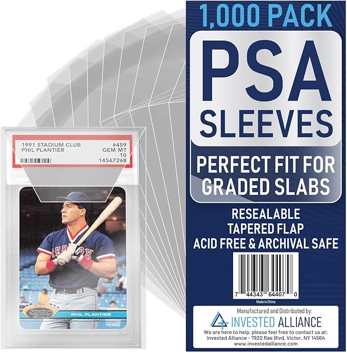 Invested Alliance PSA Slab Sleeves for Graded Cards | PSA Exact Fit Graded Card Sleeves, Resealable Slab Protector for TCG Collectors - Sports, Trading & Gaming.