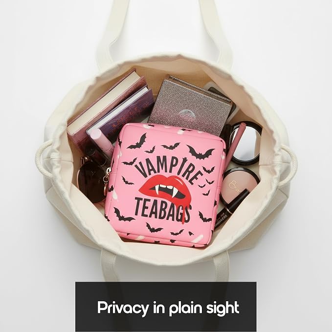 Period Pouch – Compact, Stylish, Discreet Period Bag For School with Waterproof Lining Fits Pads & Tampons, Cute Pad Bag for Teens, Travel, School, Girls Period Kit
