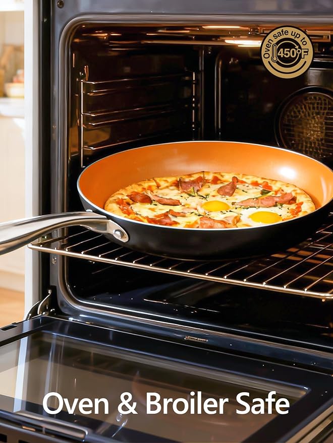 MICHELANGELO Large Frying Pan with Lid, 14 Inch Ceramic Skillet with Nonstick Coating, Healthy Non Stick Fry Pan, Induction Compatible