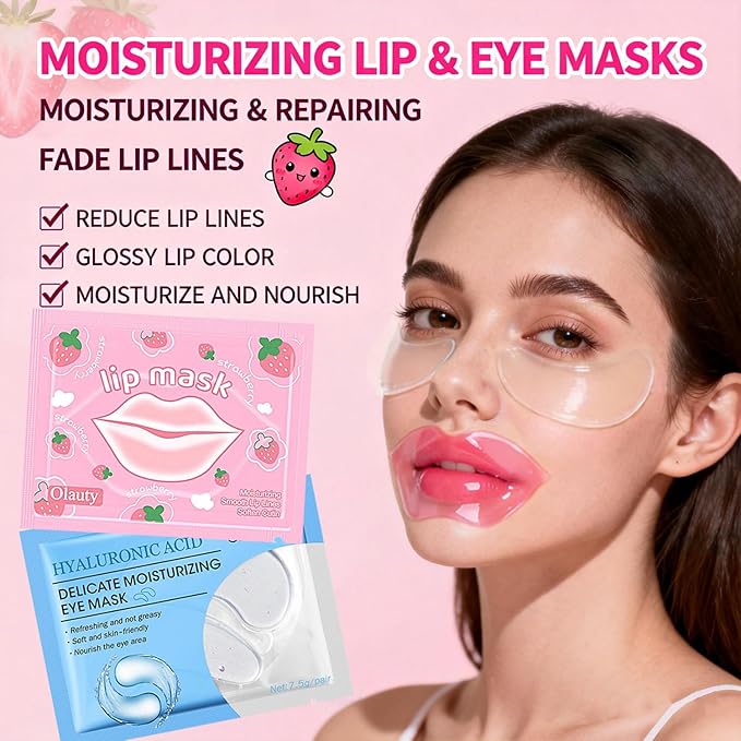 Xiuxixu 30 Pairs Lip Mask & Eye Mask,Collagen Under Eye Patches for Puffy Eyes,Crystal Lip Mask Skincare Bulk,Bachelorette Party Favors,Bridesmaid Gifts,Mothers Day Gifts,Teacher Appreciation Gifts